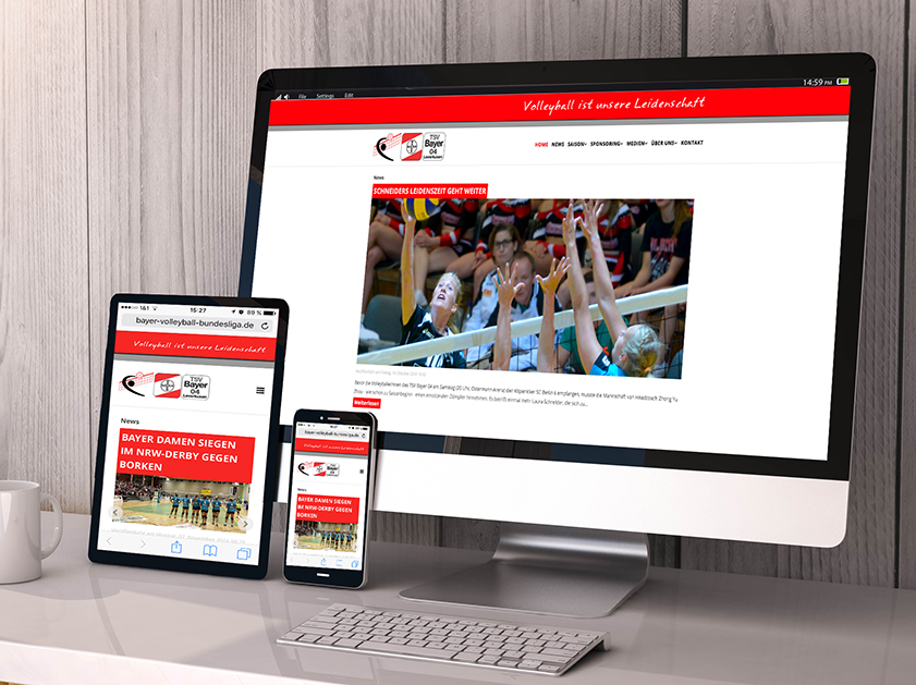 TSV Bayer 04 Leverkusen Volleyball Bundesliga Webseite | Responsive Webdesign Projekt | Passion Marketing GmbH Werbeagentur Köln